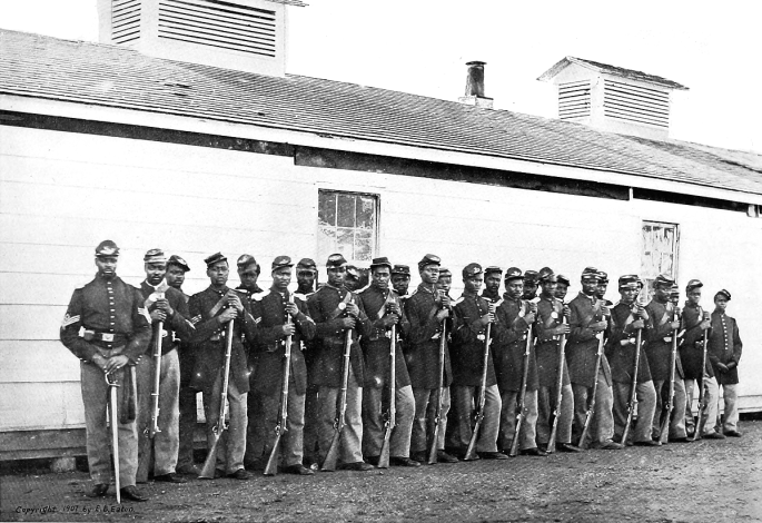 Soldiers of Company E, 4th United States Colored Infantry, ca. 1864