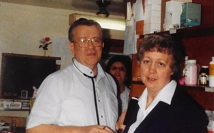 Dr. Pflasterer and staff at his office